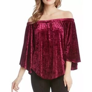 Karen Kane Off Shoulder Top XL Fuchsia Crushed Velvet Bewitched Boho Vampirecore